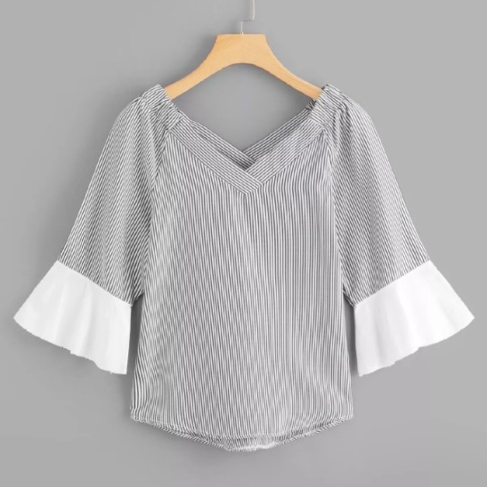 *NWT* V-Neck Striped Blouse